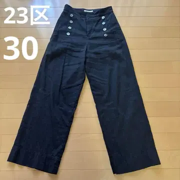 23구 작은 사이즈 30 마린 팬츠 와이드 팬츠 네이비