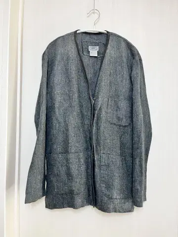 미사용 크리스텐센도르 노드 린넨 노카라 자켓 다크 그레이