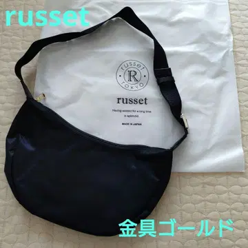 [ 미사용 ] russet 나일론 라운드 숄더백 금장 장식 골드