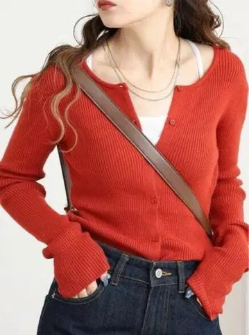 2WAY 리브 편직 크루넥 가디건