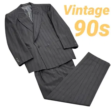 90s/Vintage/더블 수트/블랙/쓰리턱/3턱/와이드/