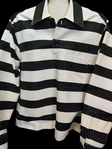 미사용품 풀오버 보더 셔츠 PRISONER 셔츠 죄수 셔츠