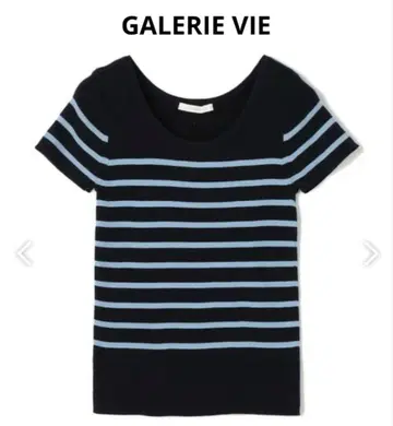 GALERIE VIE 네이비/블루 스트라이프 반팔 티셔츠