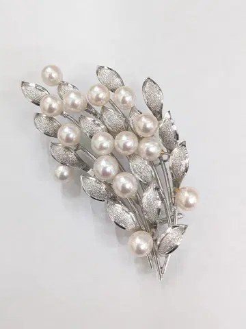 펄 브로치 겸 오비 고정 띠 진주 SILVER 각인