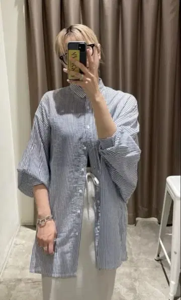 CIAOPANIC TYPY [새상품급] 시어 스트라이프 돌먼 빅 셔츠!