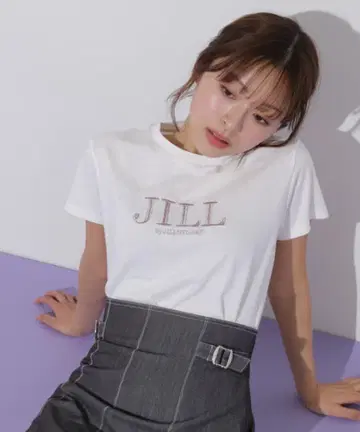 JILLbyJILLSTUART 오가닉 자수 로고 T셔츠 핑크 라메