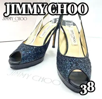 [ 고품질 ] 지미추 오픈토 글리터 슬링백 펌프스 38