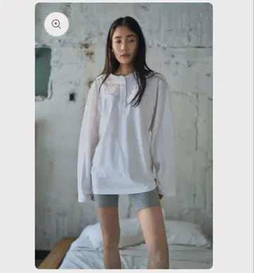 Hanes 헨리넥 롱 슬리브 T셔츠 DodoJEAN vakt 화이트