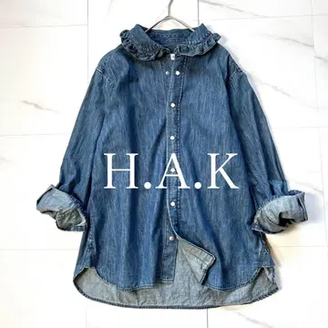 H.A.K 하크 프릴 옷깃 데님 셔츠 일본제 여성용 상의