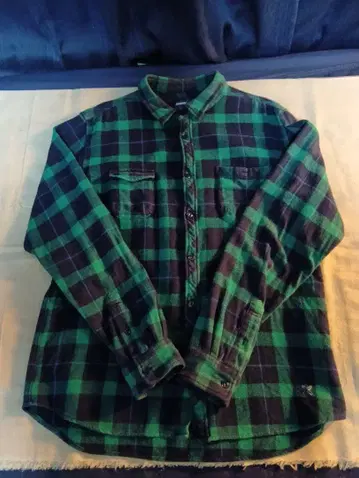 X-Large 그린과 블랙 체크 무늬 플란넬 셔츠 XL