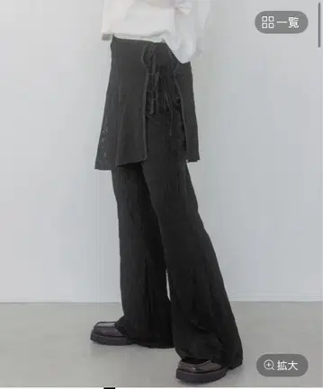 JEANASIS 레이어드 디자인 블랙 플레어 팬츠