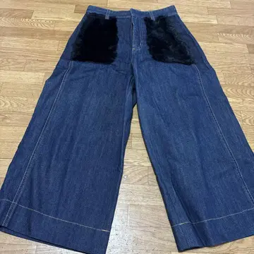 CLOCHE 퍼 포함 포켓 데님 와이드 팬츠