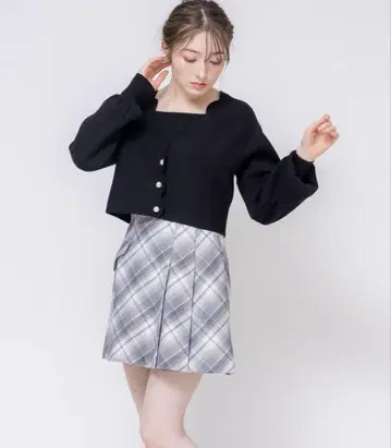 Noela 노엘라 체크 미니 스커트 라이트 그레이