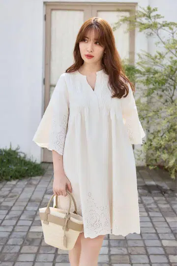 Embroidery Poplin Mini Dress herlipto
