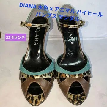 DIANA 스카이블루 x 애니멀 하이힐 펌프스 샌들 22.5cm