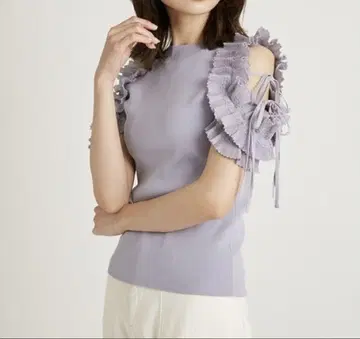 snidel 연보라 프릴 슬리브리스 니트