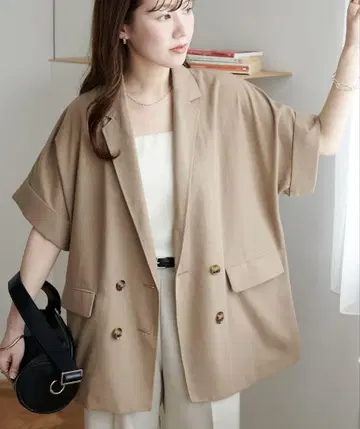 DISCOAT 린넨 라이크 반팔 셔츠 자켓