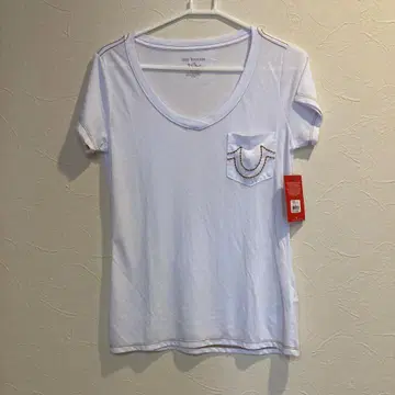 TRUERELIGION 자수 포켓 부착 화이트 T셔츠