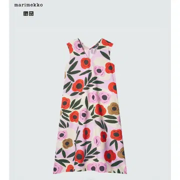 새상품 UNIQLO 마리메꼬 꽃무늬 슬리브리스 원피스 유니클로