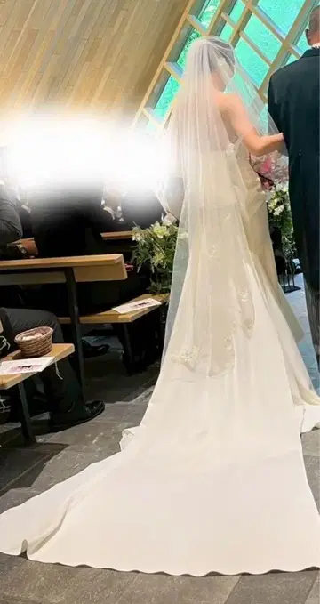 자수 롱 웨딩 베일 150cm