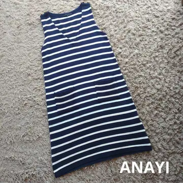 [새상품급] ANAYI 보더 니트 원피스 아나이 골드 버튼