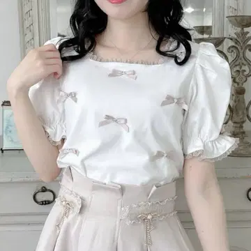 ROJITA 스퀘어넥 리본 상의