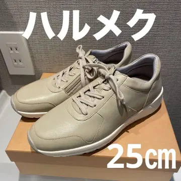 하르메쿠 양가죽 발수 스니커즈 지퍼 달린 베이지 25cm