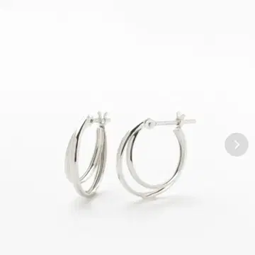 [ L&Co. ] K10 화이트 골드 2연풍 후프 귀걸이