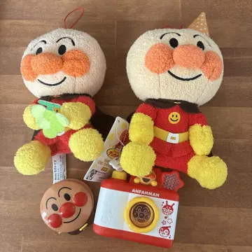 호빵맨 봉제 인형 & 멜로디 카메라 & 캐스터네츠 4종 세트