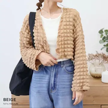 베이지 가디건 볼레로 M 숏 기장 크롭 가디건