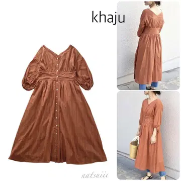 khaju. 코튼 도비 퍼지 절개 원피스
