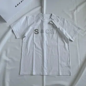 sacai 로고 자수 cotton T shirt White
