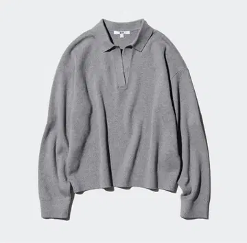 UNIQLO 스무스 코튼 릴랙스 폴로 스웨터 그레이 M 컨디션 최상