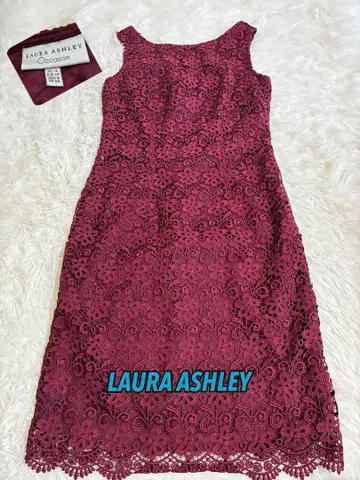 LAURA ASHLEY 전체 레이스 슬리브리스 원피스 M 타이트 드레스