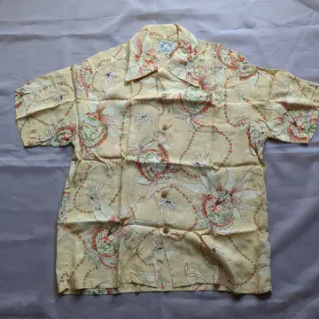 EVISU 에비수 하와이안 셔츠 레이온 하와이 와이키키 패턴 사이즈 40