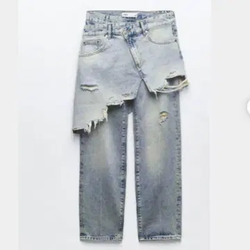 ZARA ZW 스트레이트 레그 미드 라이즈 데님 팬츠 스커트 포함 팬츠