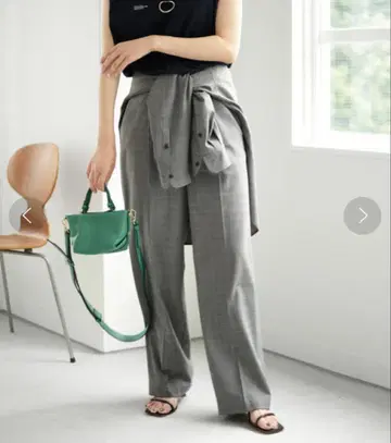 TW 체크 밴드 카라 셔츠, 스트레이트 팬츠 셋업