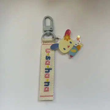 로고 자수 키링 우사하나 아크릴 참 스트랩 산리오