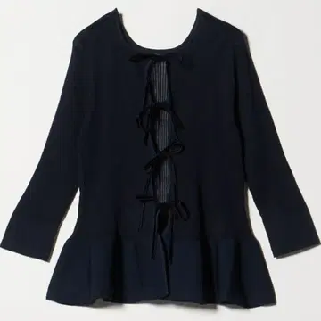 UNITED ARROWS 18G 시어 벨벳 리본 가디건