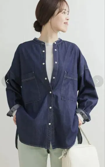 어반 리서치 도어스 데님 밴드 카라 셔츠 M