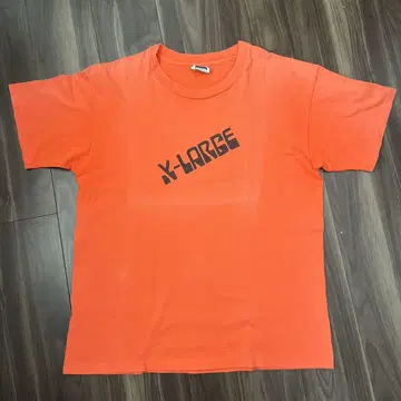 90s 싱글 스티치 X-LARGE 오렌지 셔츠 양면 프린트 페이드