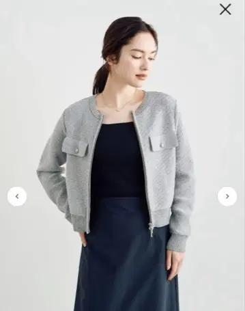 LOUNIE [ 현행 모델 ] 더블 지퍼 가디건 F 그레이