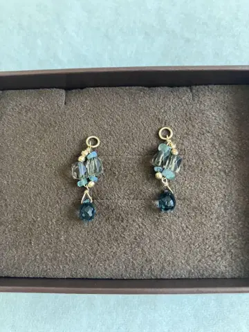 agete 귀걸이 참 k10 알렉산드라이트 블루 토파즈