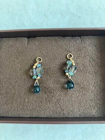 agete 귀걸이 참 k10 알렉산드라이트 블루 토파즈