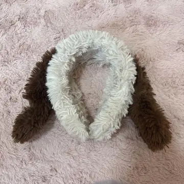 강아지 귀 머리띠 브라운과 화이트