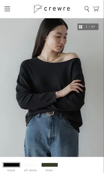 crewre 2way 러프인 레이 보트넥 롱T
