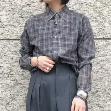 auralee 시어 체크 셔츠