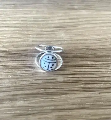 8 빈티지 체코 카보숑 핑키링 실버