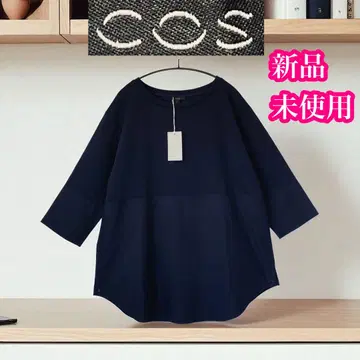 COS 미사용 새상품 팔분 소매 길이 소재 절개 튜닉 네이비