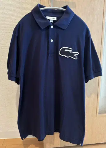 LACOSTE 네이비 빅 로고 피케 셔츠 US M